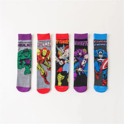 China 2021 Fashion Antibacterial Fashion Boy Socks Superheo Anime Autumn Tube Crew Sock Men Custom Print for sale