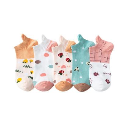 China Antibacterial Fruit Cut Low Socks Womens Stocking 90% Cotton Socks for sale