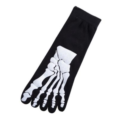 China 3D Print Toe Terror Hip Hop Skull Five Finger Odd Bone Skeleton Creepy Unisex Antibacterial Socks Punk Rock Cotton Short Socks Men for sale