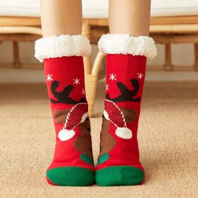 China Super Thick Christmas Women Socks Winter Red Calcetines Super Thick Deer Warm Cute Animal Anti-Slip Crew Sock for sale