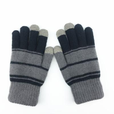 China Jacquard Double Thicken Warm Gloves Wool Knitted Gloves Custom Jacquard Logo Men Gloves for sale