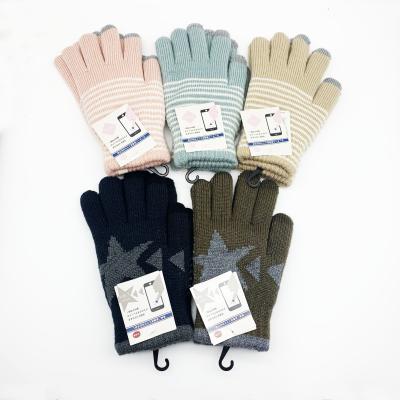 China Factory Supply Hot Soft Acrylic Antibacterial Jacquard Knit Touch Screen Gloves for sale