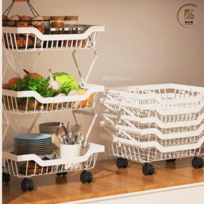 China Foldable Household Storage Kitchen Cart Rolling Metal Locker Mesh Rack Storage Rack Removable Without Shelving Workable Installation for sale