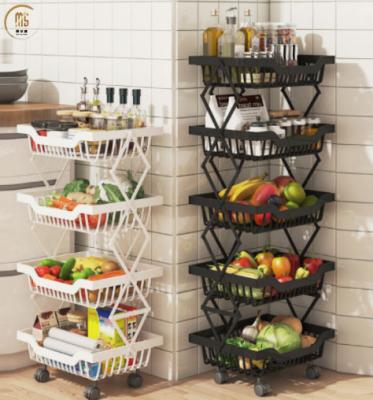 China Sustainable 3 Tier Storage Rack Foldable 360 ​​Degree Rotating Kitchen Fruit And Vegetable Basket Storage Rack for sale