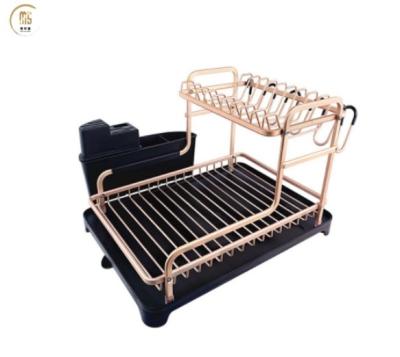 China Large Capacity Dish Rack Sustainable Aluminum Dish Rack Over Sink Dish Drying Rack Kitchen for sale