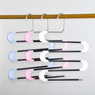 China Folding 5 Layers Anti Slip S Hanger White Foldable Clothes Hanger Black Plastic Portable Hanger For Travel for sale