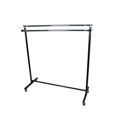 China Customized viable stainless steel double-arm household balcony drying rack metal clothes rack adjustable for sale