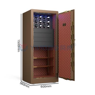 China Solid Steel Brown Jewelry Safe Biometric Fingerprint Lock H1500mm Luxury Watch Safes for sale