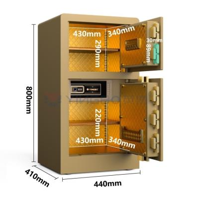 China Semiconductor Fingerprint Lock Safe Box For Home Security YB/RS-80D Gold Biometric Lock Safe Box for sale