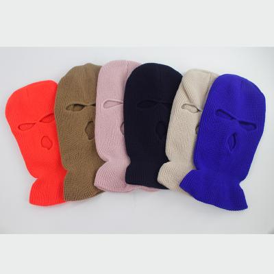 China breathable & Waterproof Custom Design Embroidered Logo Motorcycle 3 Hole Full Face Knit SkiMask Knit Balaclava Hat for sale