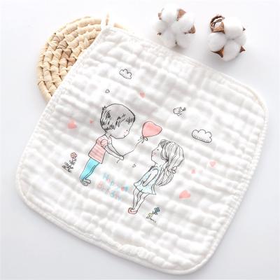 China Gauze Baby Towels 30*30cm Pure Child Safe Six Layer Cotton Children's Towels for sale