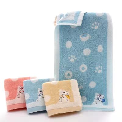 China Sustainable Pure Cotton Softness Jacquard Snowman Bear Baby Gift Towel for sale