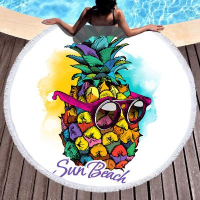 China New Popular QUICK DRY Pineapple Printing Round Pattern Microfiber Beach Towels for sale