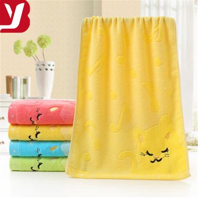 China Child Safe Bamboo Fiber Kids Face Towel With Cat Cartoon Jacquard Design for sale