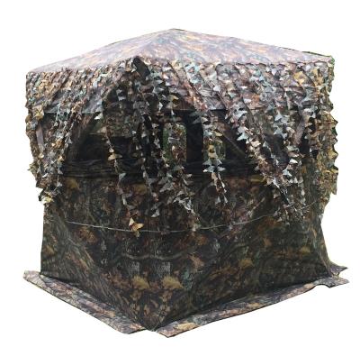 China 3D Game Camouflage / Field Camouflage Leafey Trim Around All Windows Hunting Tent for sale