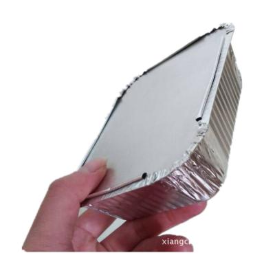 China Factory Price Microwavable Food Use Rectangular Disposable Aluminum Foil Material Custom Aluminum Foil Food Cater Container With Paper Lid for sale