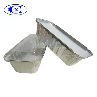 China Healthy Take Away Disposable Rectangular Food Container Aluminum Foil Container With Lid Plastic Cardboard Covers for sale