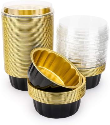 China Food Use Disposable 230ml Customized Gold Aluminum Cups With Plastic Lid Factory Sales for sale