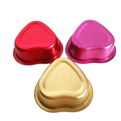 China Mini Religious Heart Shape Activities 55ML Disposable Aluminum Foil Cups For Candle With Lid In Colorful for sale