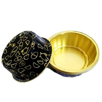 China Gold 230ml Disposable Aluminum Foil Container , Foil Baking Cups for sale