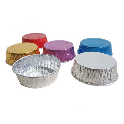 China Wholesale Baking Cups Aluminum Foil Ramekins Disposable Heat Resistant Eco-Friendly Creme Brulee Baking Container For Food With Lips for sale