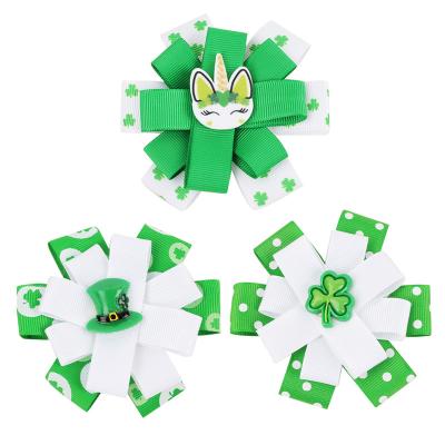 China 2022 Eco-Friendly Brand Shamrock Hairpin Unicorn Magic Hat Clover Hairgrips Cute Designer St. Patrick's Day Hair Clips For Baby for sale