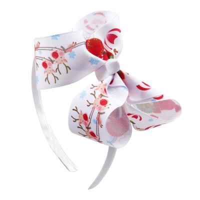 China Hair Accessories Fashion Christmas Headband Cute Christmas Elk Print Bow Hair Band Accessories For Girl for sale