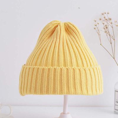 China Windproof Children Warm Ribbed Knitted Beanie Hat Baby Beanie Hat The New Sweet Winter COMMON Toddlers Fashion Solid Color for sale