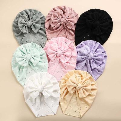 China Newborn Soft Turban Bow Cotton Headwear Toddler Baby Breathable Hood Hat Elastic Skin-friendly Knot For 0-3Y for sale