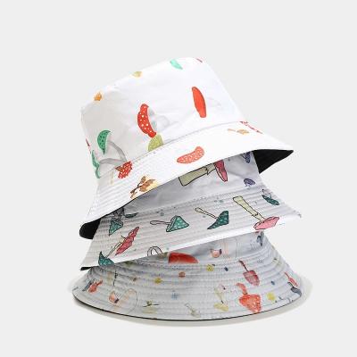 China 2022 New Cotton Bucket Hat Breathable Fashion Colorful Print Fisherman Mushroom Hat UV Protection Bucket Hat For Women Girl for sale