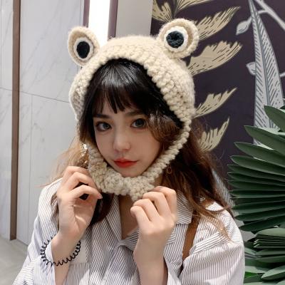 China COMMON Cute Crochet Frog Hat For Girl Hat Fashion Accessories Gifts Solid Knitted Winter Beanies Hat For Women Girl for sale