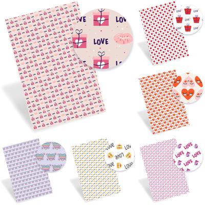 China 22cm*30cm Anti-UV Valentine's Day LOVE Printed Heart DIY Leather Fabric Hair Bow Accessories Leather Trim Sheet For Bags Decorate for sale