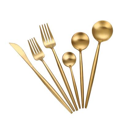 China 4 Pcs 10 Gold 18 Flatware Set Restaurant Sustainable High Quality Hot Selling Matte Flatware 10 Set Cutlery White Gold Portuguese Flatware for sale