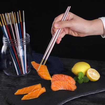 China Durable 304 Stainless Steel Chopsticks Pointed Chopsticks Household Japanese Style Non-Slip Cooking Chopsticks for sale