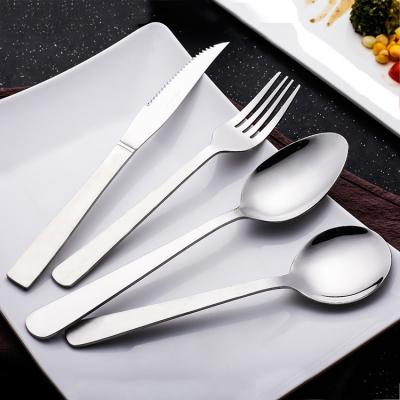 China Sustainable New Style Square Handle Matte Silver Stainless Steel Cutlery , Matte Copper Silverware Set For Hotel for sale