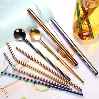 China Sustainable High Quality Metal Straw Stainless Steel Color Metal Straw Metal Straw Set Optional for sale