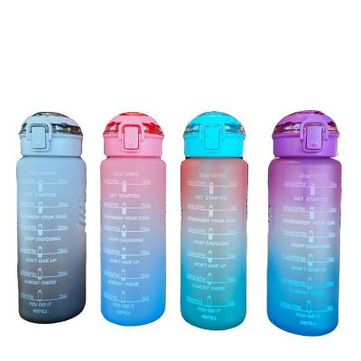 China 2022 New Viable Large Capacity One-Button Automatic Straw Portable Plastic Water Bottle Handle 32oz/1000ml Color for sale