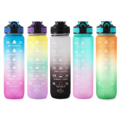 China Fitness 1000ml/32oz Viable Direct Bpa Free Plastic Protein Factory Logo Motivational Water Bottle For Custom Sport for sale