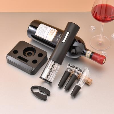 China Single Stored Electric Wine Bottle Opener Set Type Dry Battery Opener With Aluminum Cutter Wine Storage Pourer Tool Wine Tool Kit for sale