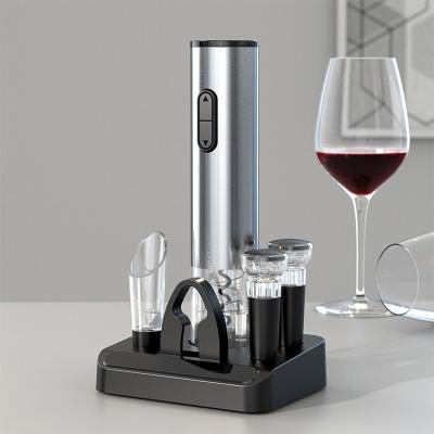 China High Quality Stocked Rechargeable Battery Electric Wine Bottle Opener Gift Set with Pourer and Cutter for sale