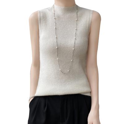 China Anti-wrinkle Fall/winter 2023 wears a soft semi-turtleneck wool suspender women's knitted sleeveless undershirt for sale