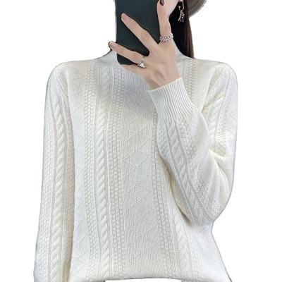 China Anti-wrinkle 2023 women's knitwear half turtleneck sweater women's thick twist bottom sweater women wholesale for sale