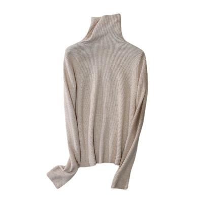 China Anti-wrinkle 2023  new stacking collared cropped pullover turtleneck sweater women's solid knit undershirt for sale