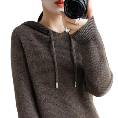 China Anti-wrinkle 2023 new hooded thick knit hoodie loose plus-size outer top, women's undershirt, drawstring casual for sale