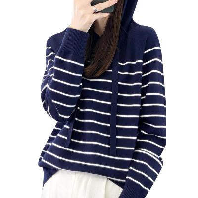 China Anti-wrinkle 2023 new sweater women's knitwear pullover hoodie hoodie women's coat striped velvet loose wholesale for sale