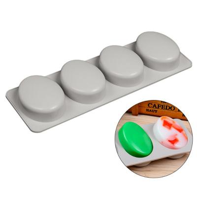 China Lixsun 4 Tray Soap Mold Viable Cavity Shape Silicone Oval Food Grade Ice Cube for sale