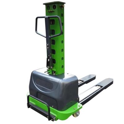 China Hotels 500kg 1000Kg Rechargeable And Battery Operated Self Lift Stacker Portable Forklift For Vans And Trucks for sale