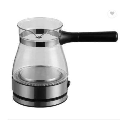 China Eco-Friendly Coffee Warmer 0.6 L Mini Glass Electric Turkish Coffee Maker Pot Glass Tea Pot for sale