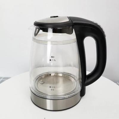 China 360 Degree Rotational Base 2022  hot sale portable 1.5l led light cordless electric glass water kettle for home hotel for sale