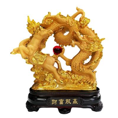 China Wholesale Home Wine Cabinet Room Iiving Resin Gold Dragon Horse Spirit Wealth Decoration Decoration Store Opening Gift Win-Win for sale